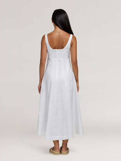 Rosalina Linen Midi Dress White