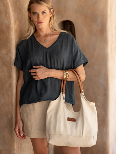 Havana Canvas Tote Stone