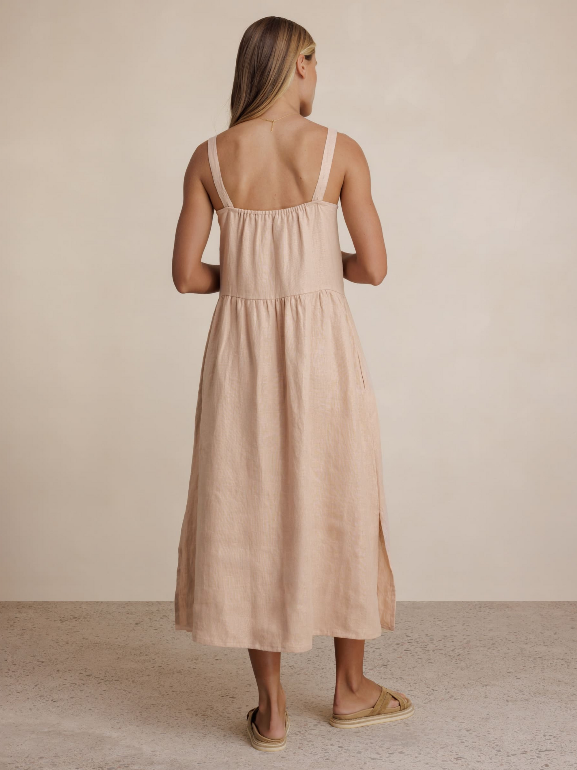 Maeve Linen Midi Dress Tea Rose