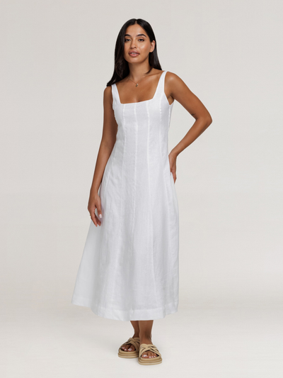 Rosalina Linen Midi Dress White