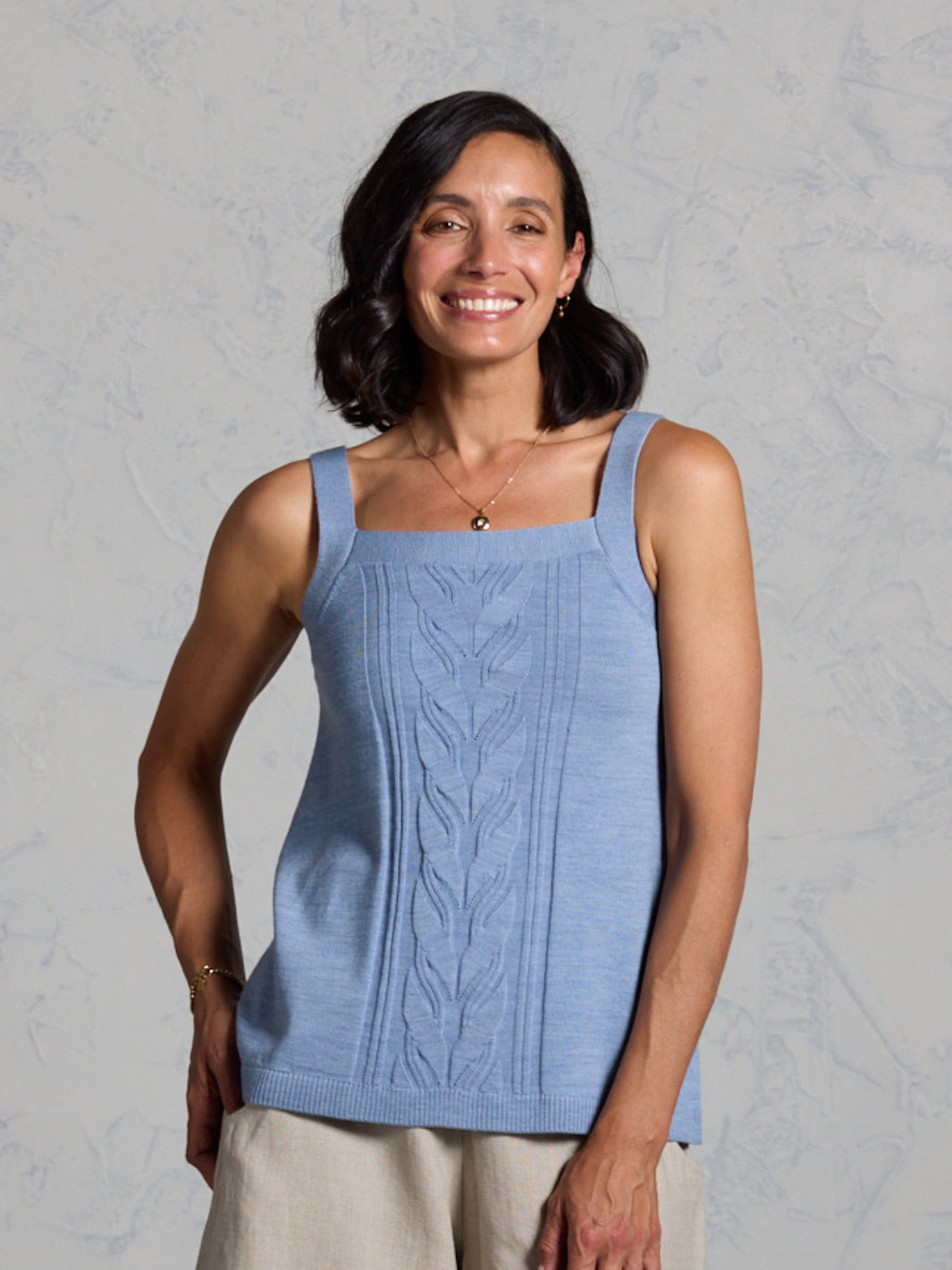 Adrift Merino Wool Knit Top Sea Blue