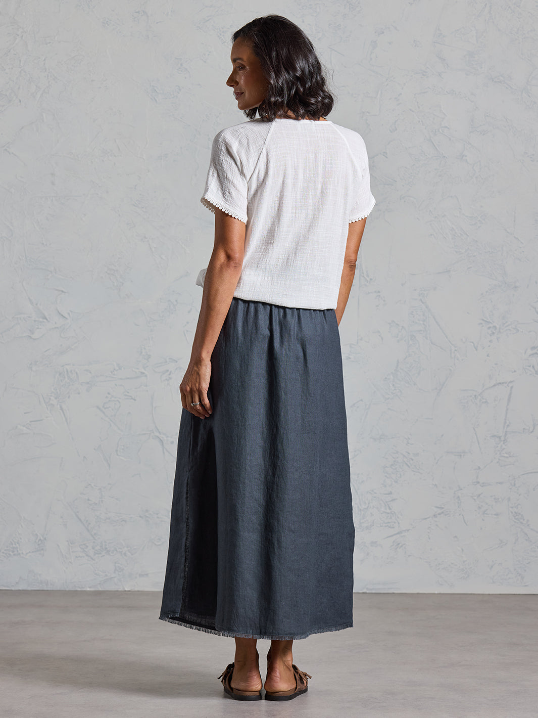 Aurora French Linen Skirt Charcoal | Linen Skirt – Nomad the Label US