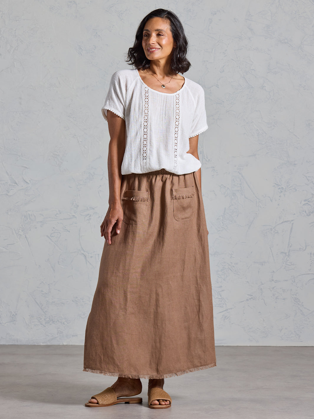 Aurora French Linen Skirt Cinnamon