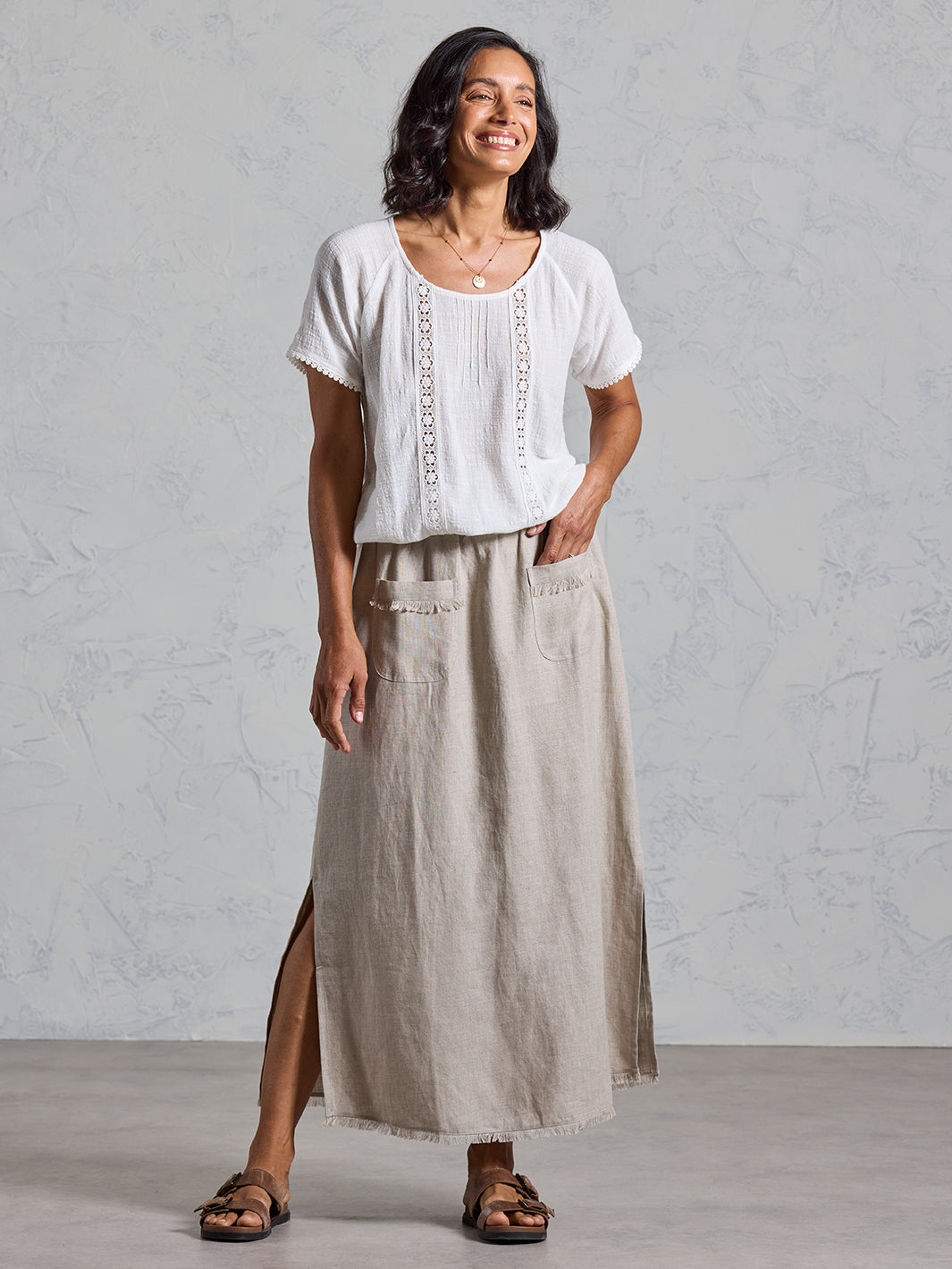 Aurora French Linen Skirt Flax