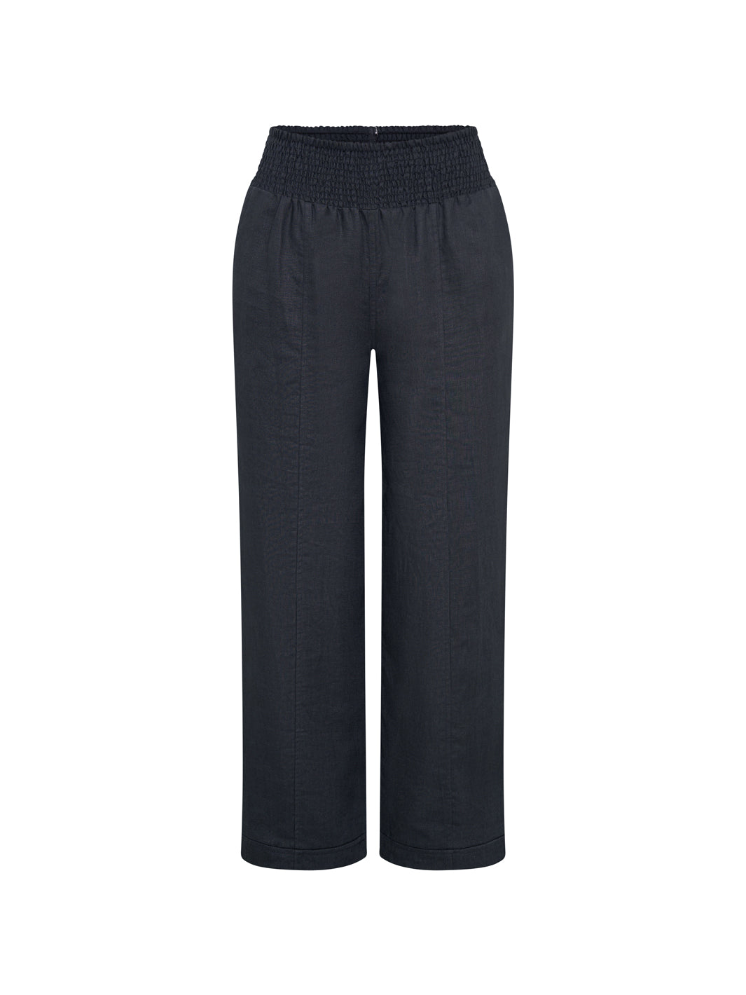 Model wears Morrissey Linen Twill Pants in  Charcoal