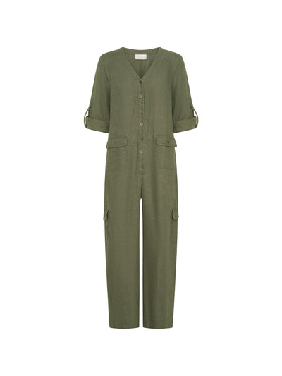 Mara Linen Jumpsuit Olive