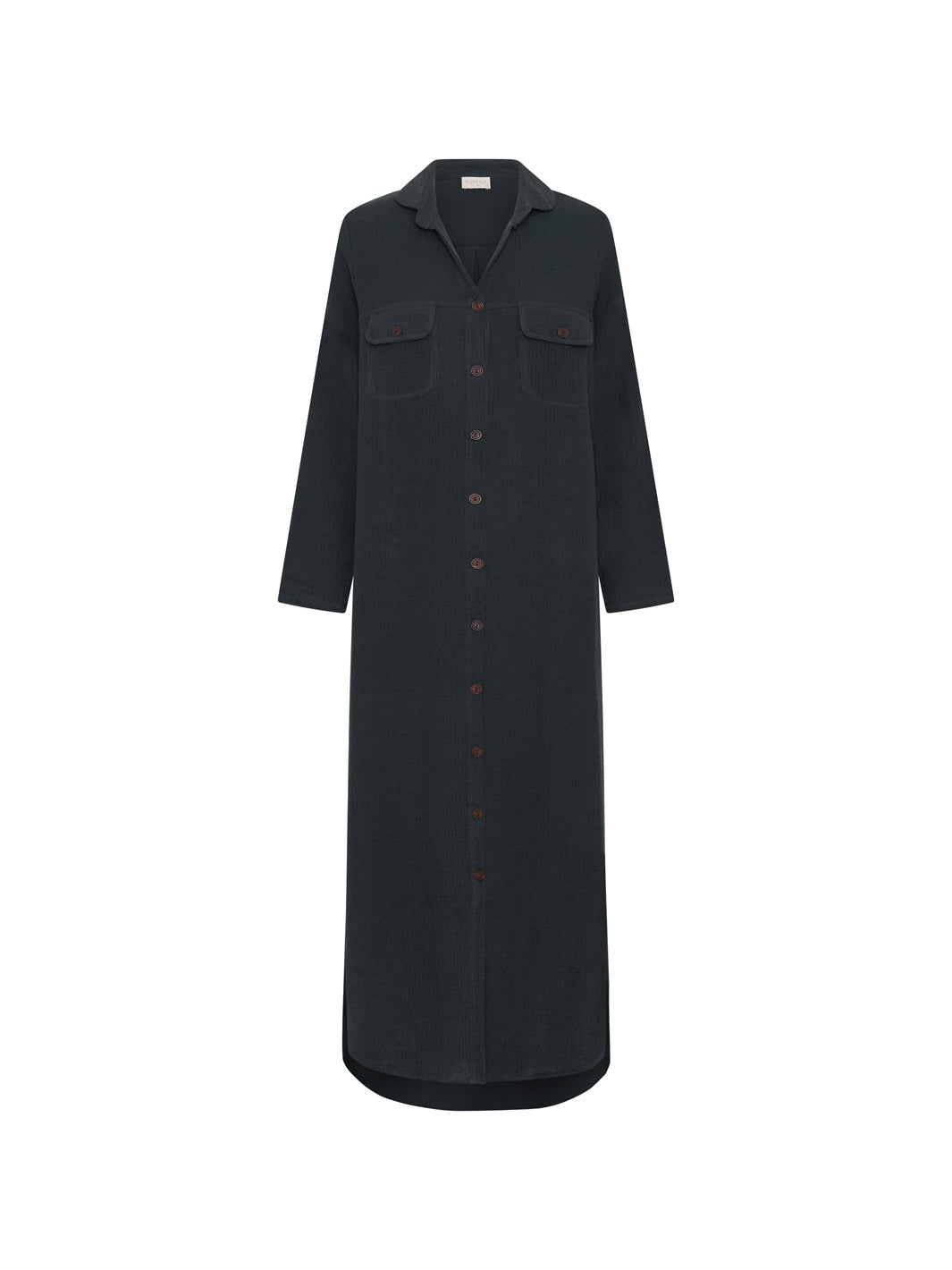 Valentina Linen Blend Shirt Dress Charcoal