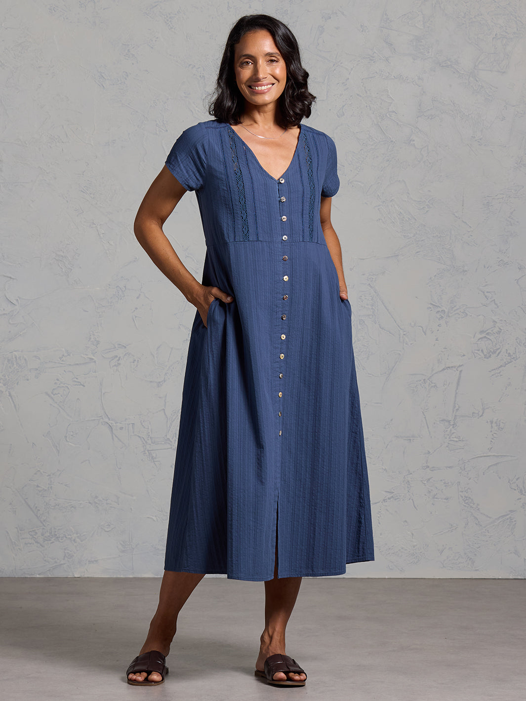 Bettina Cotton Dress Navy (XXS)