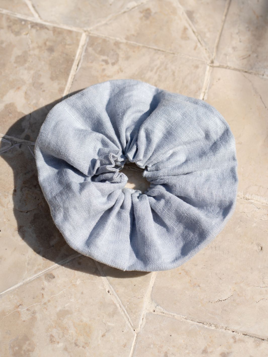 Image features Jumbo Linen Scrunchie in Slate Blue