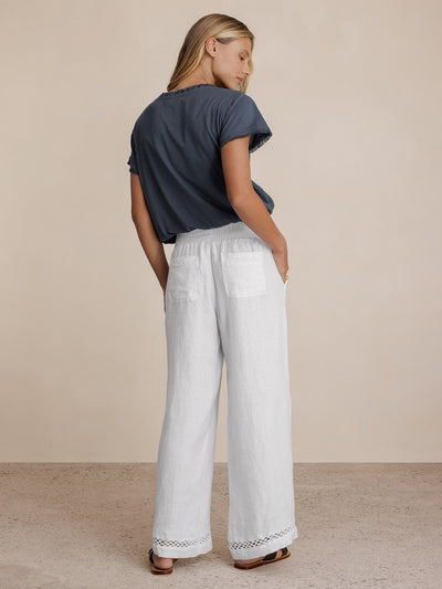 Model wears Cebu Linen Pants in White