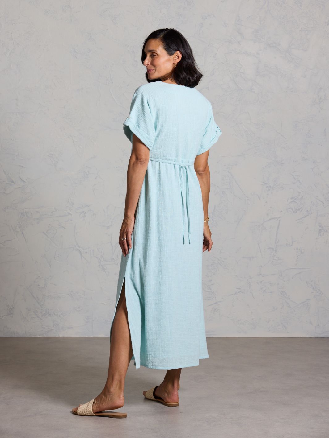 open lace back dress Catalina Cotton Dress Seaglass