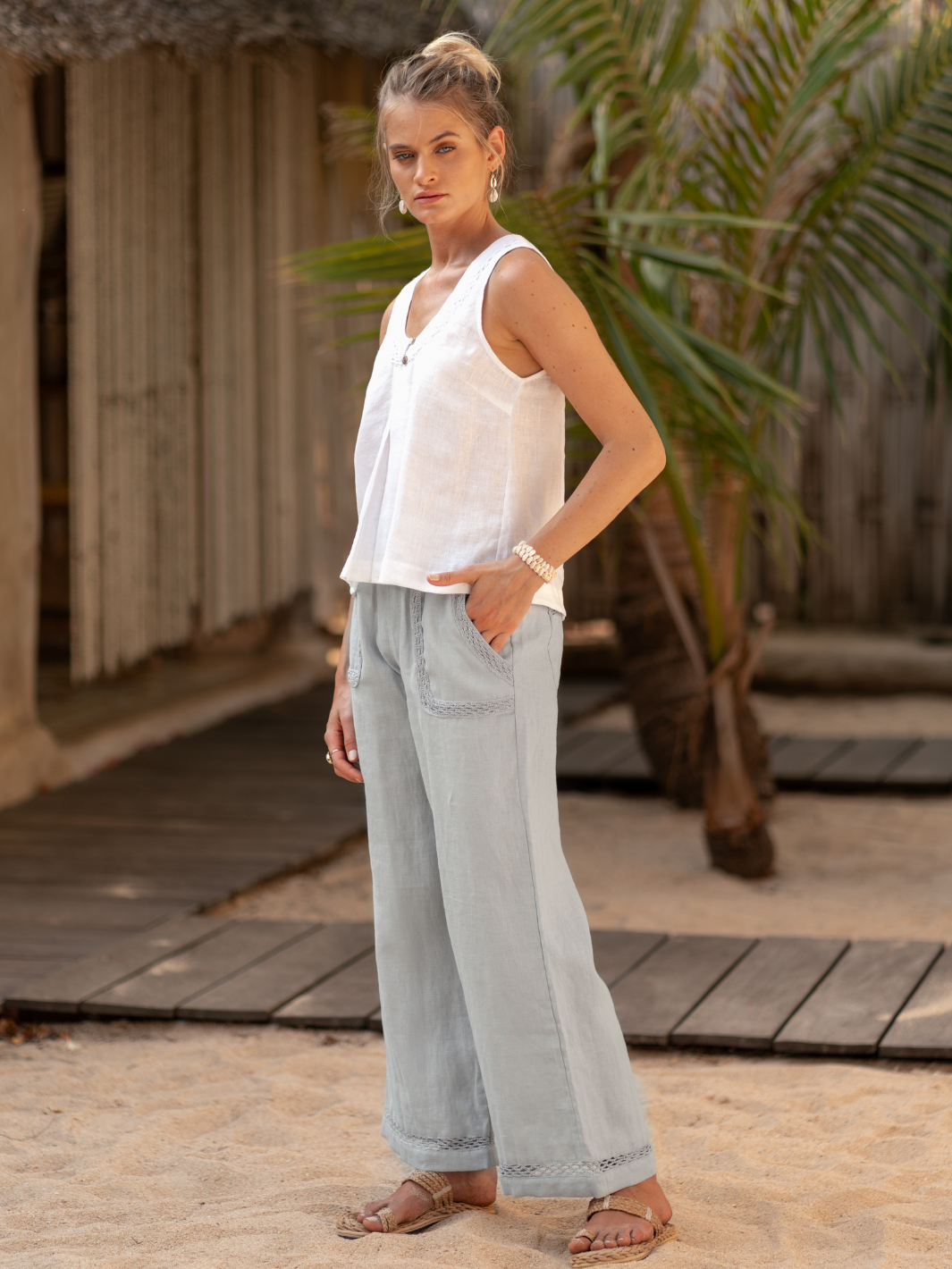 Cebu Linen Pants Slate Blue