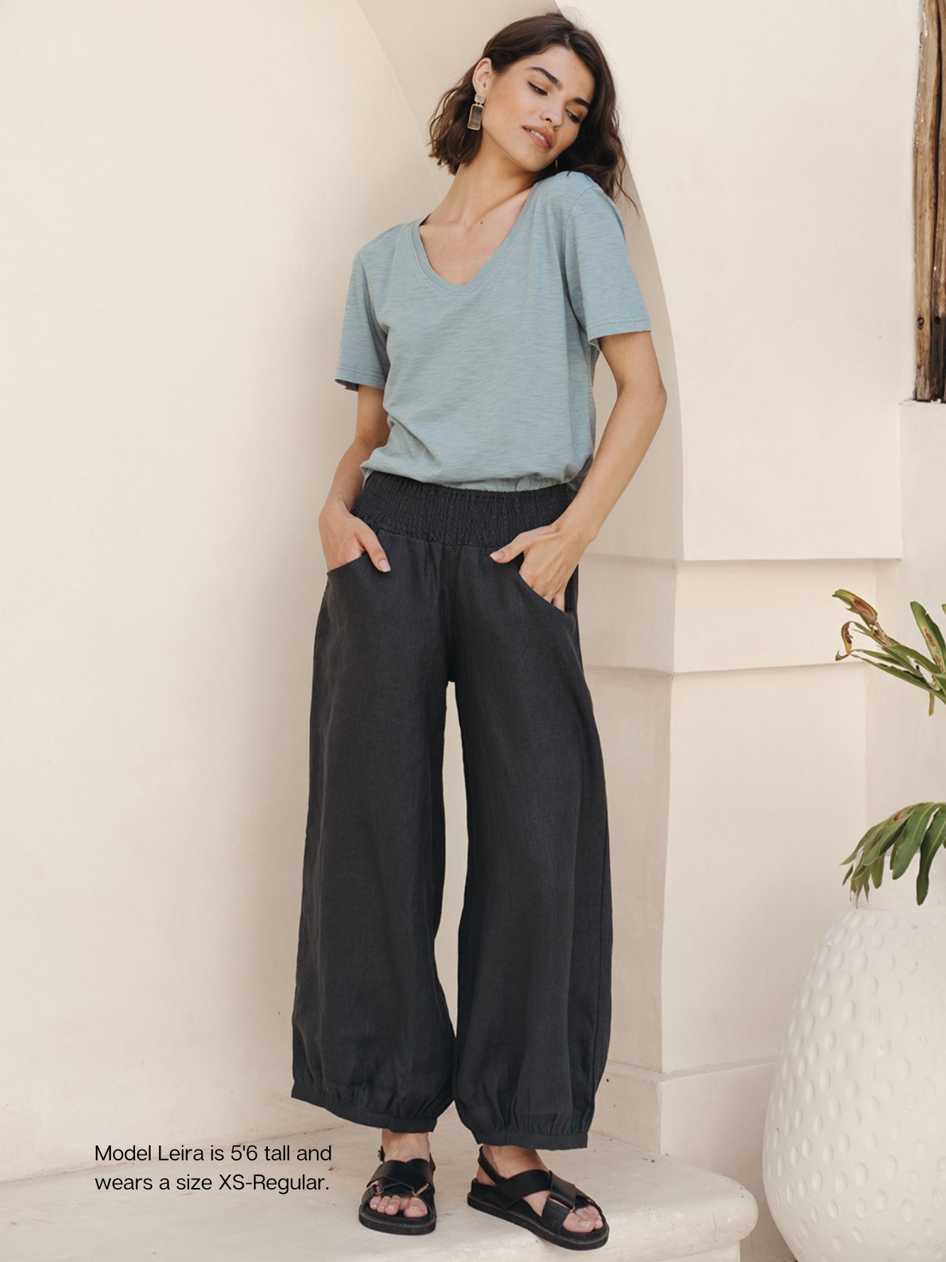 Sadhu French Linen Pants Charcoal