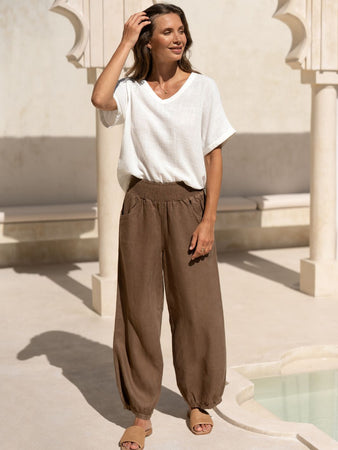 Sadhu French Linen Pants Cinnamon | Linen Pants – Nomad the Label US