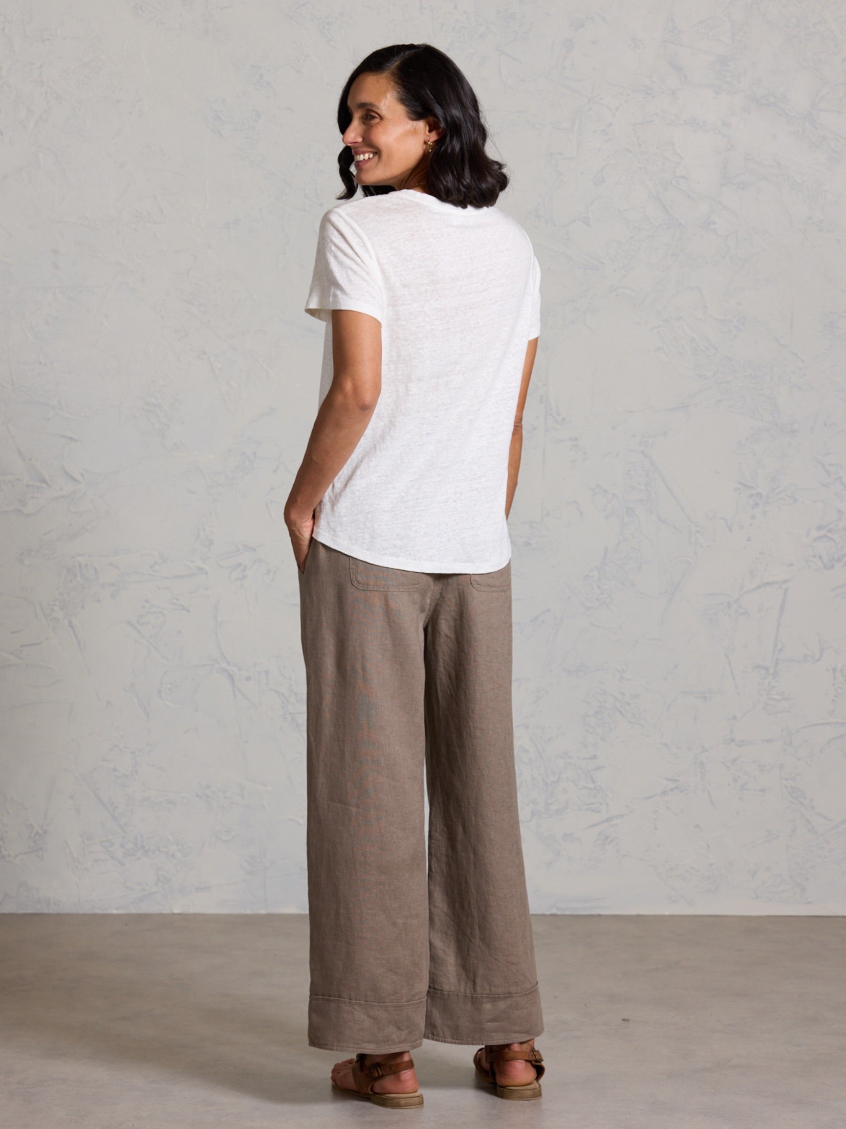 Clovelly French Linen T-Shirt Coconut