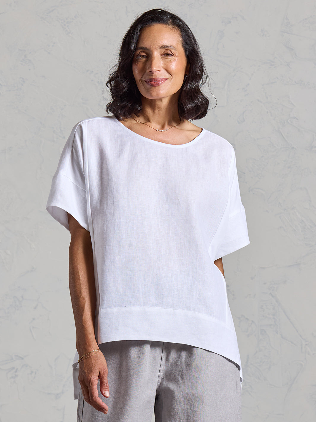 Costa French Linen and Cotton Top White | White French Linen and