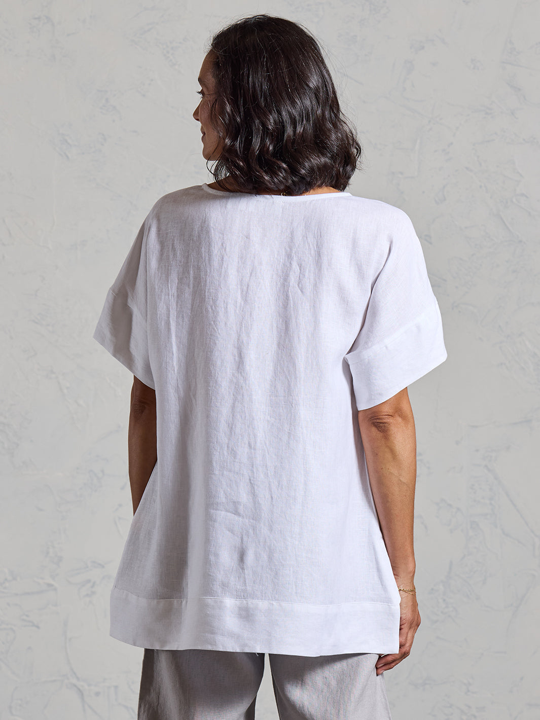 Costa French Linen and Cotton Top White | White French Linen and