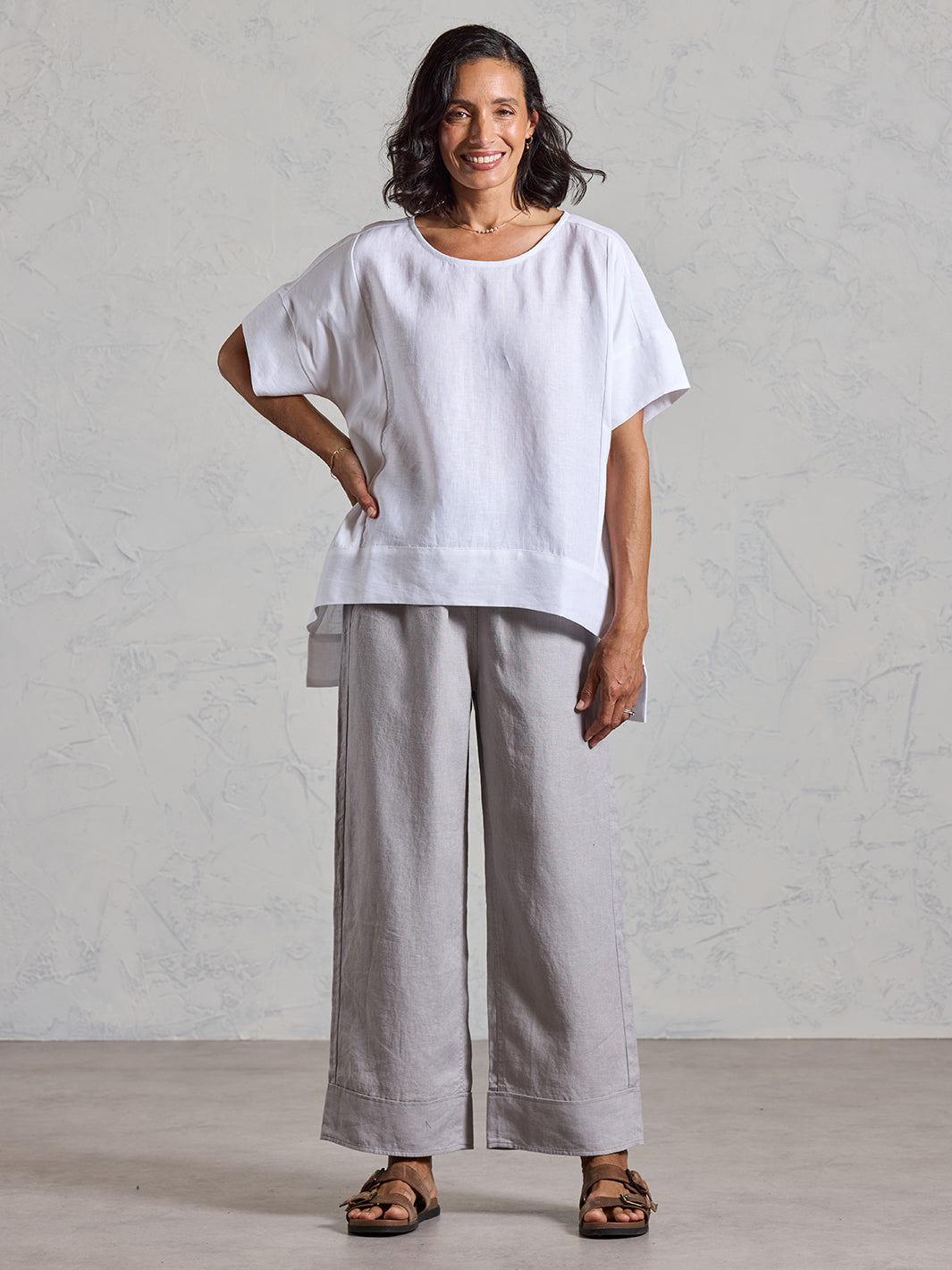 Costa French Linen and Cotton Top White | White French Linen and