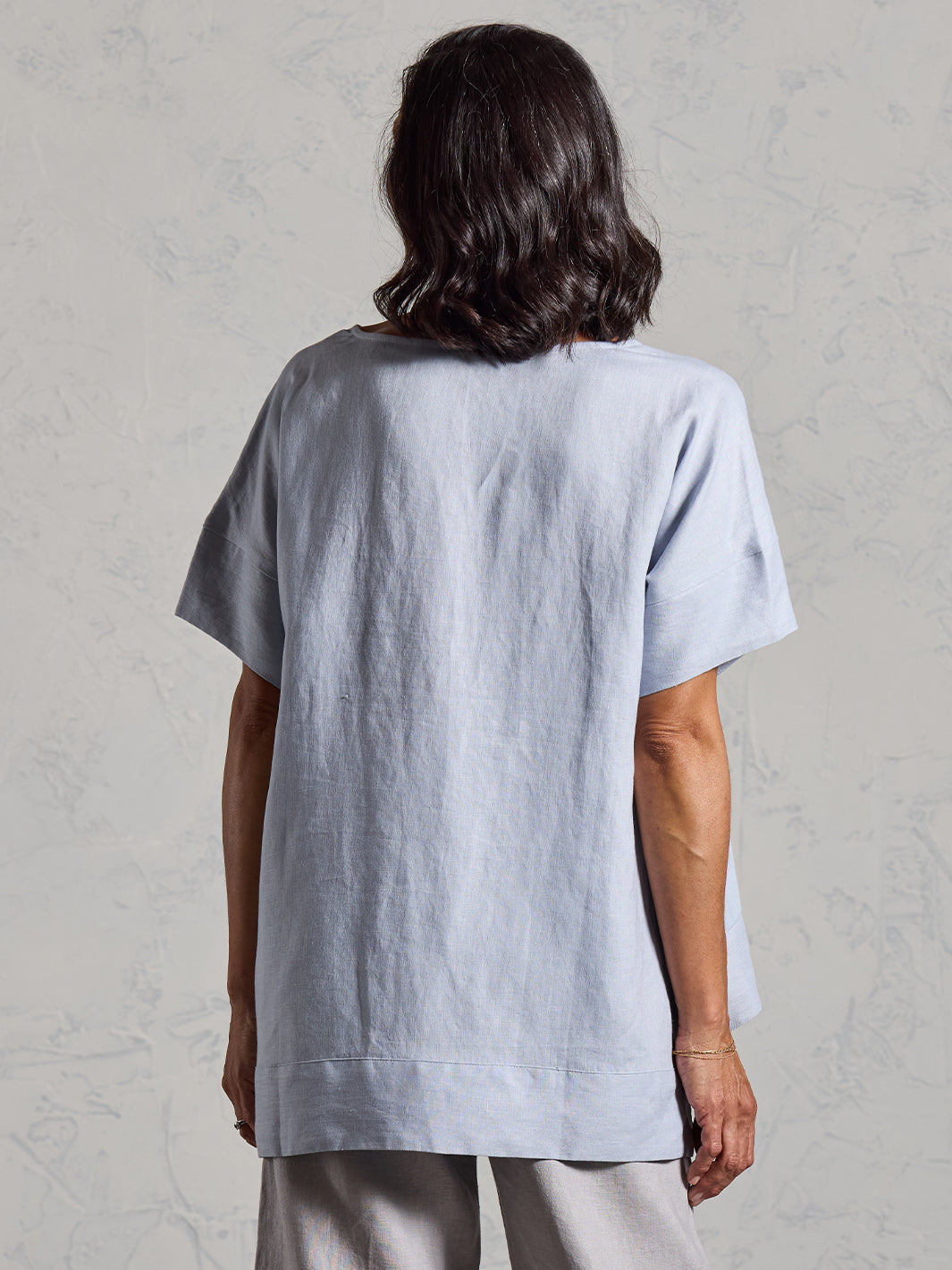 Costa French Linen and Cotton Top Slate Blue
