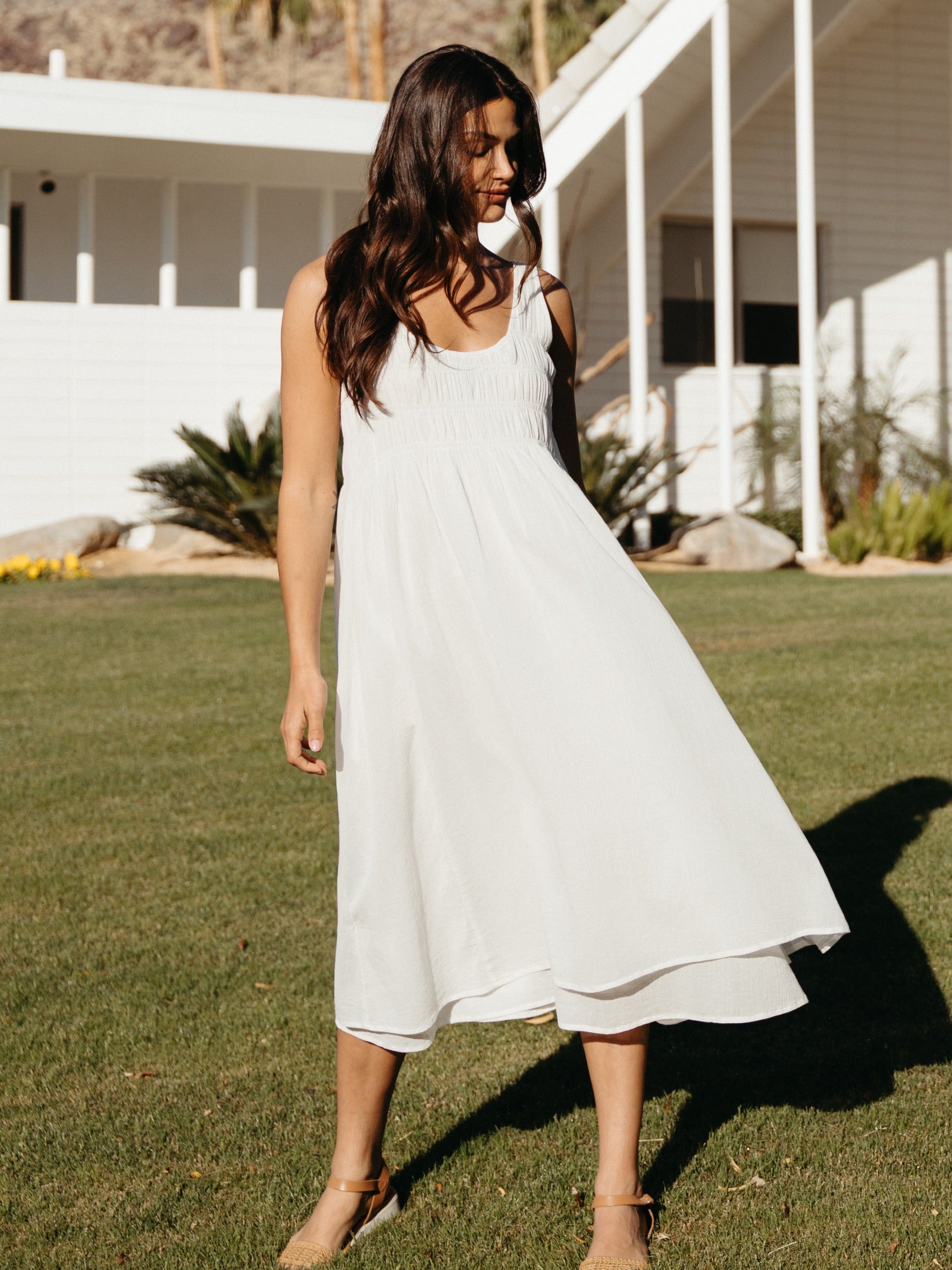 Del Monte Midi Cotton Dress Coconut | White Midi Cotton Dress