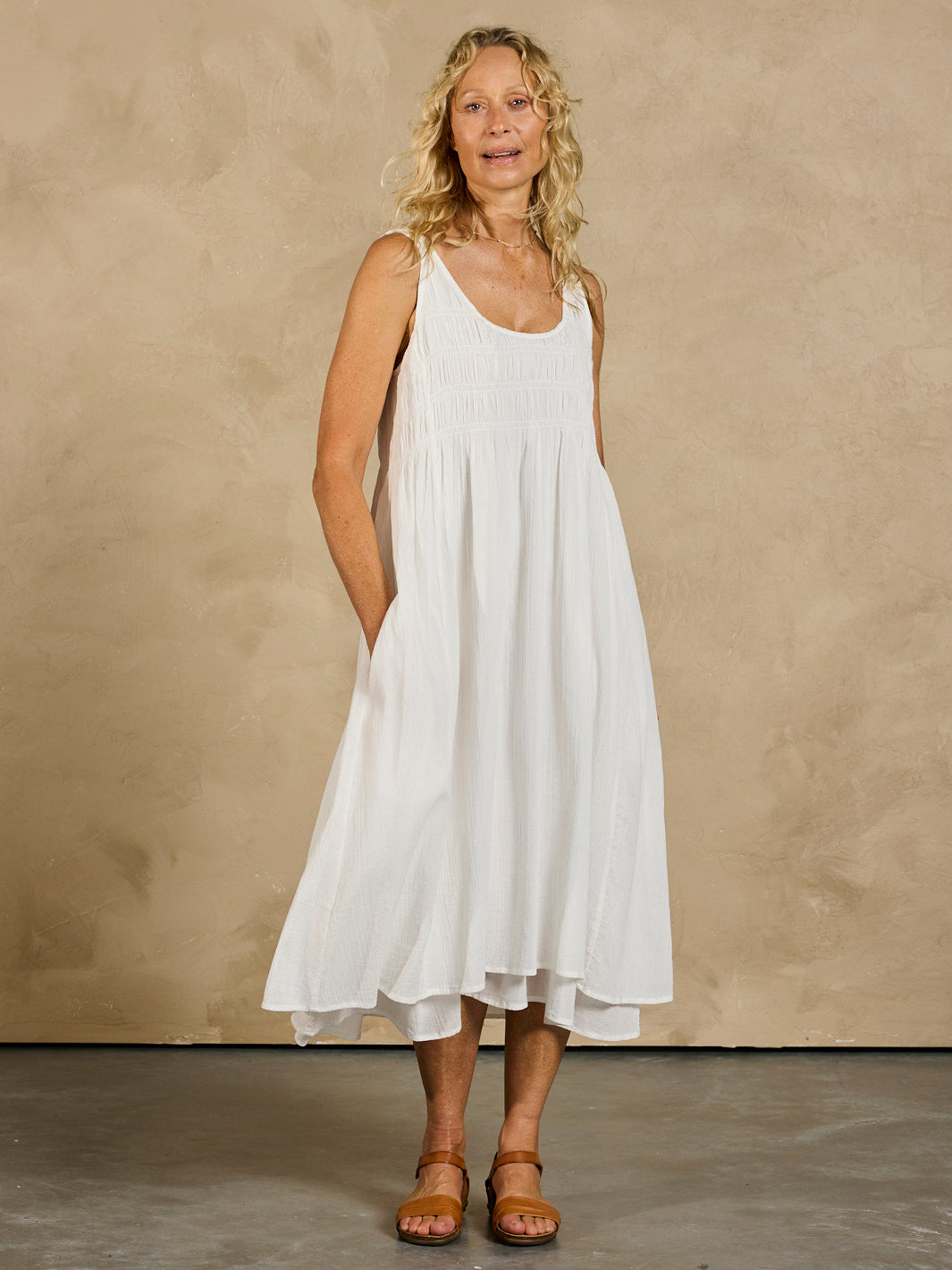 Del Monte Midi Cotton Dress Coconut