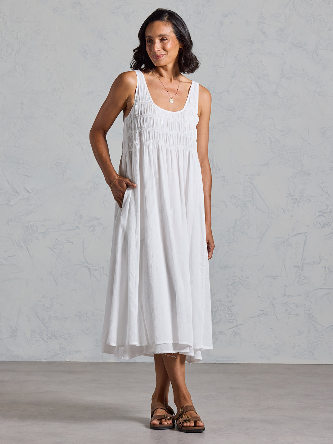 Del Monte Midi Cotton Dress Coconut | White Midi Cotton Dress