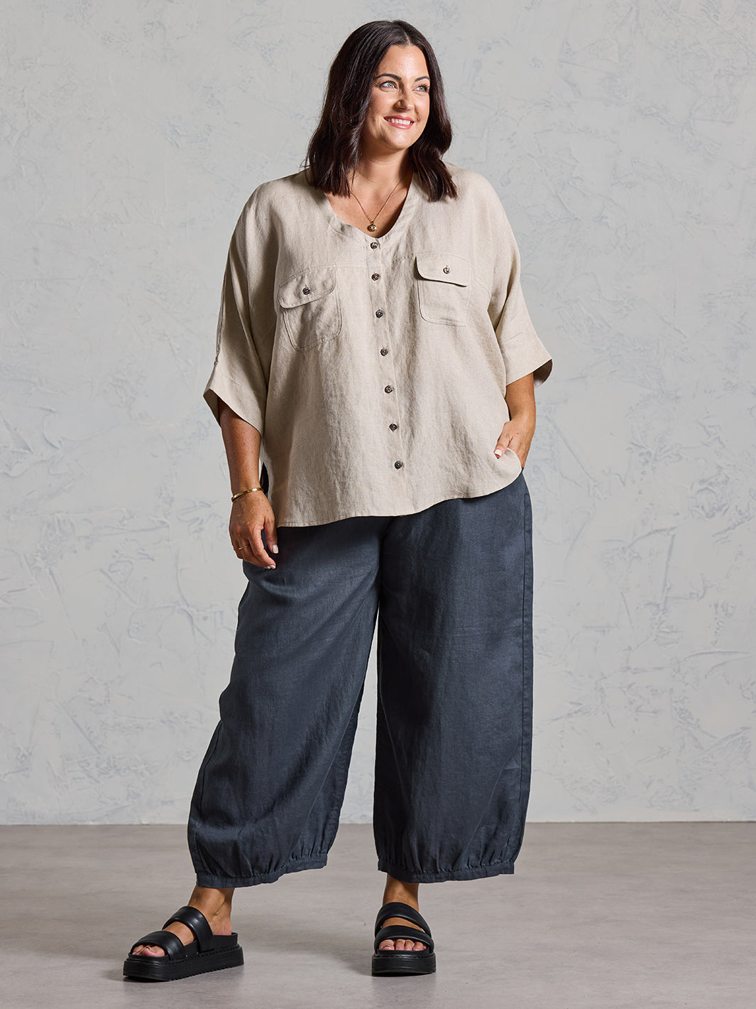 Dune French Linen Shirt Almond