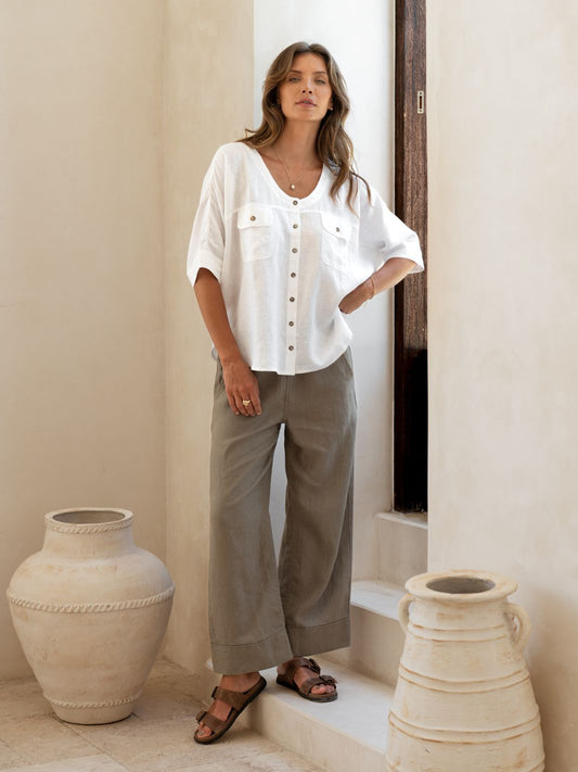 Dune French Linen Shirt White