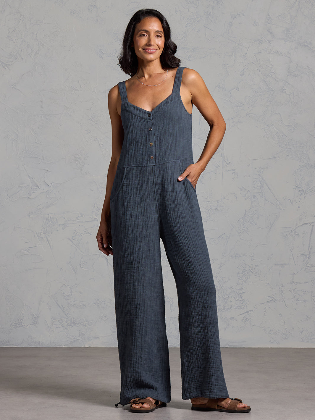 Fiesta Cotton Jumpsuit Charcoal