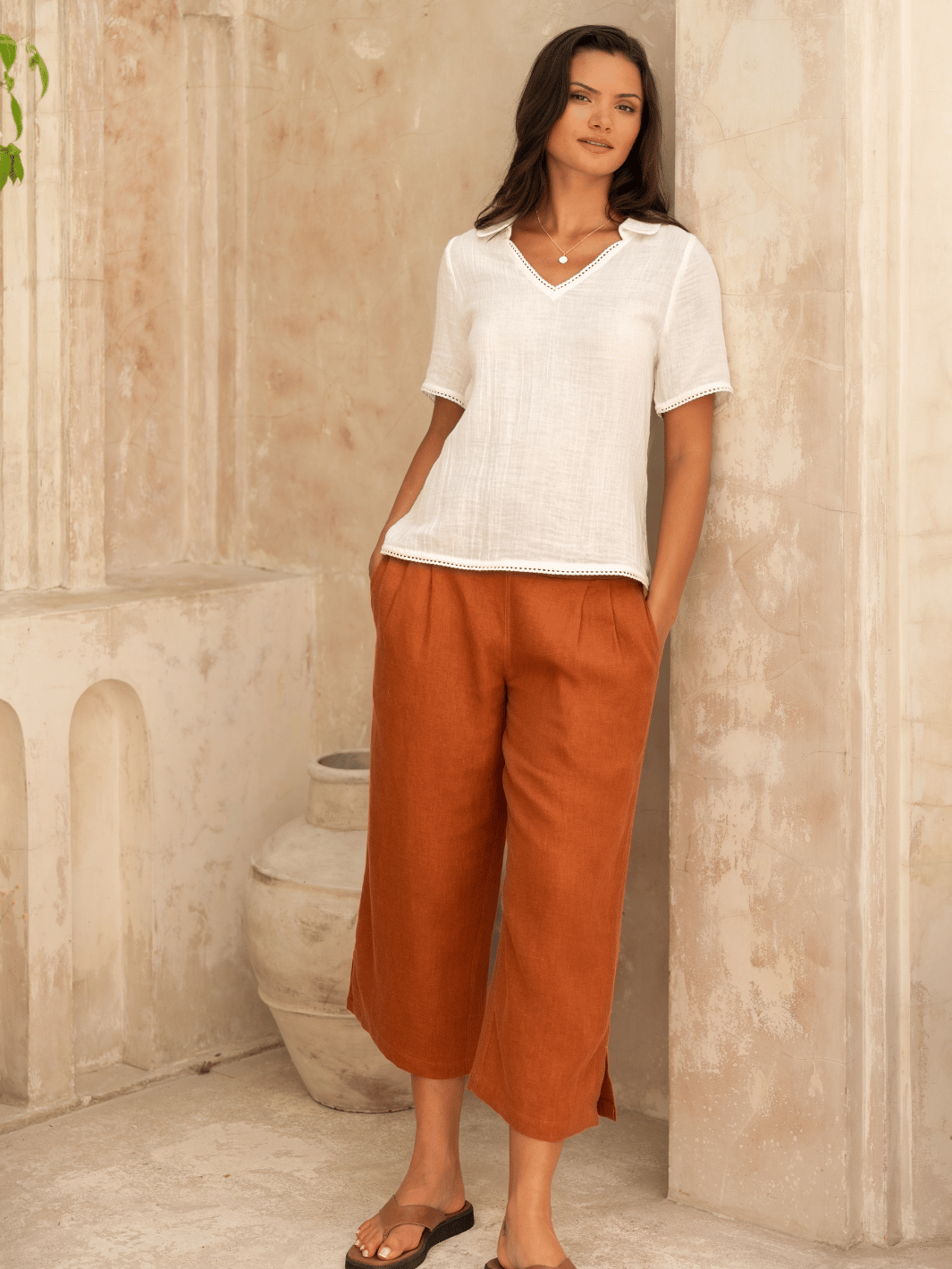 Henley Cotton Top Coconut