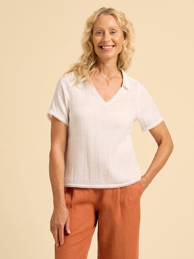 Henley Cotton Top Coconut