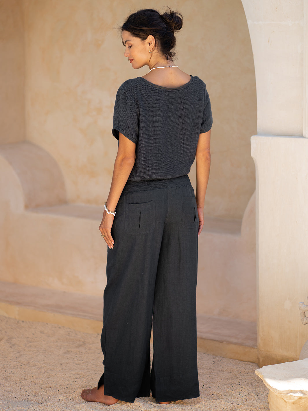 Indali French Linen Pants Charcoal