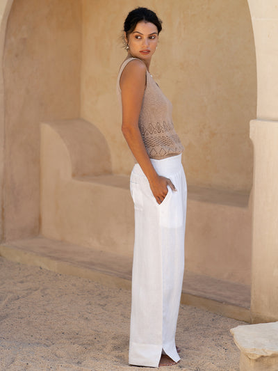 Indali French Linen Pants White