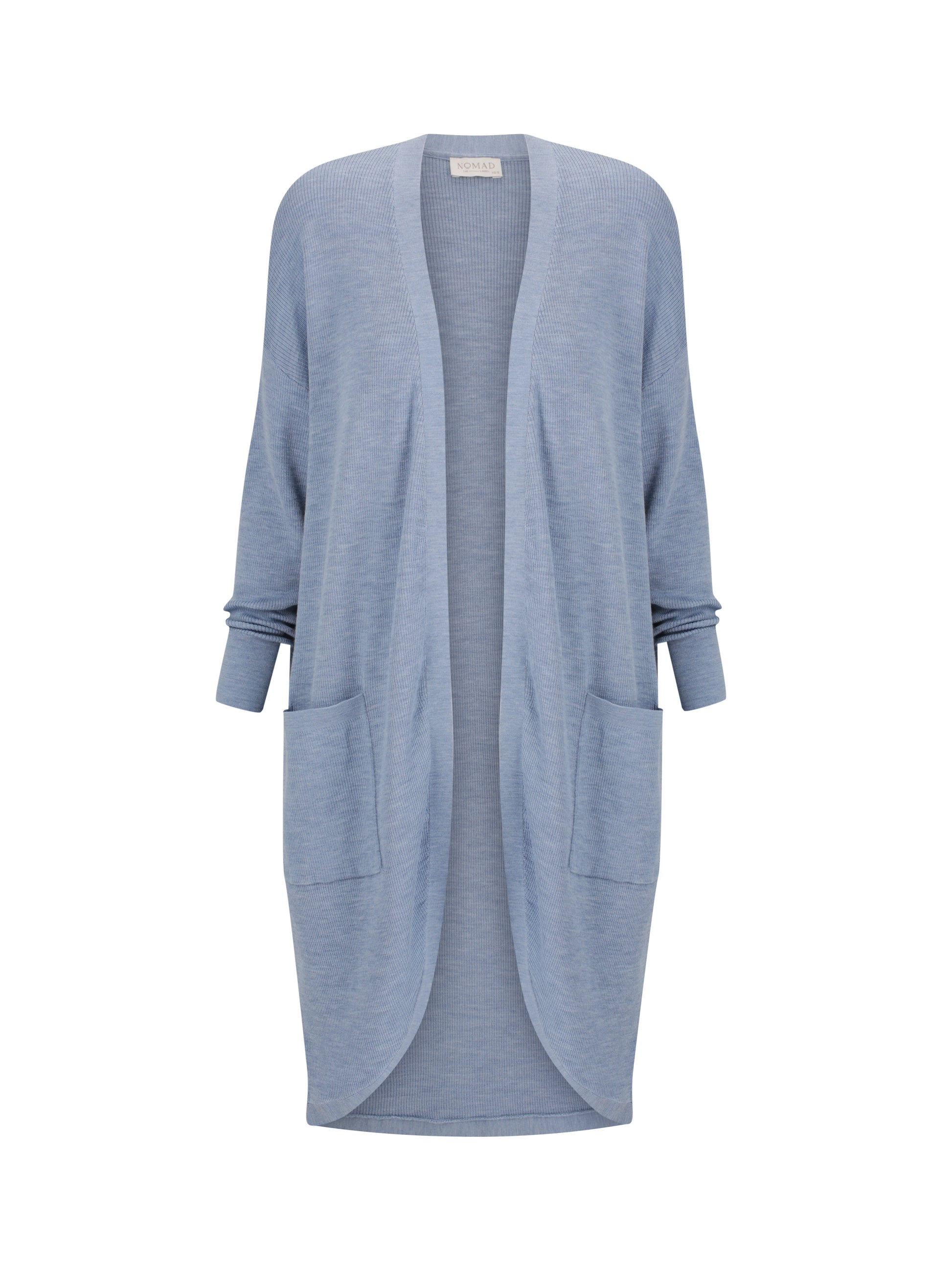 Light blue cardigan on a white background