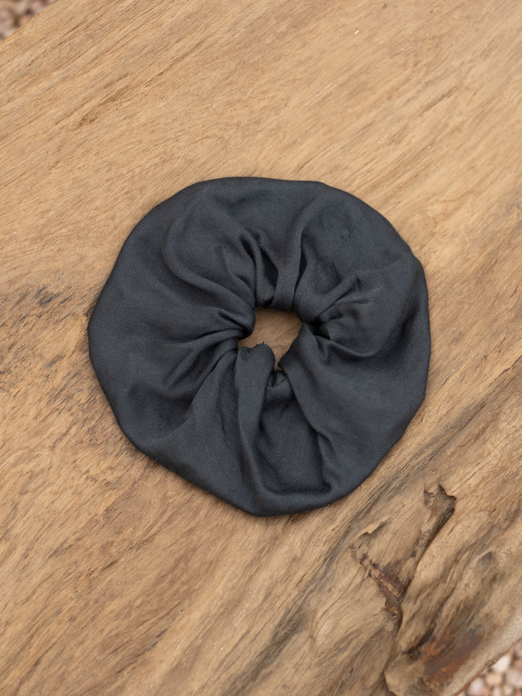 Image features Jumbo Bamboo Scrunchie in Charcoal