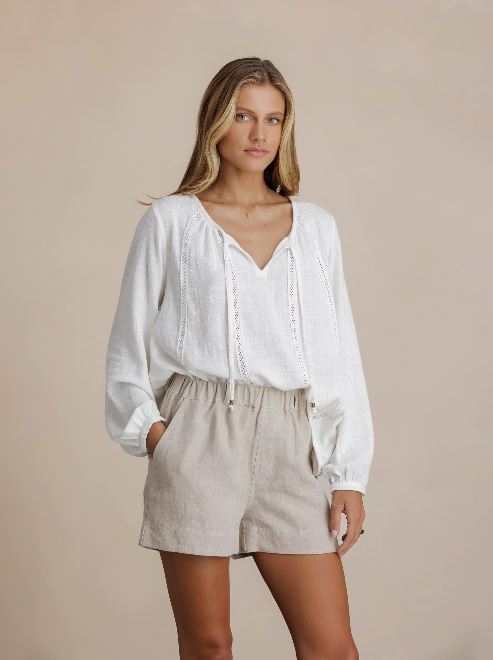 Dahlia Linen Shorts Flax