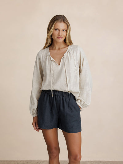 Dahlia Linen Shorts Charcoal