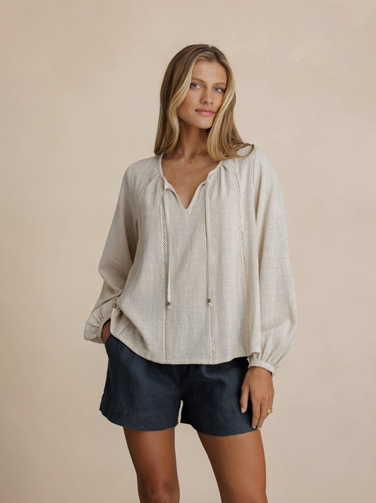 Jasmine Cotton Blouse Stone