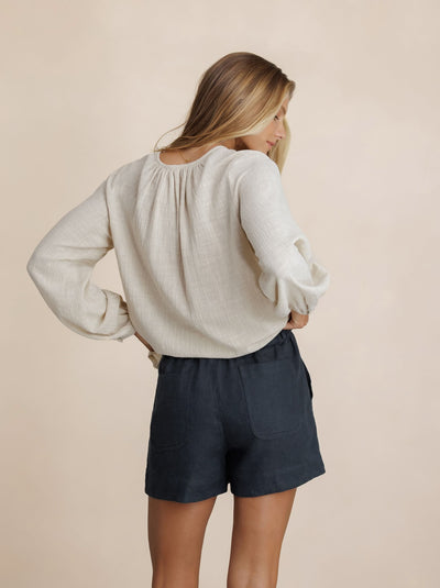 Dahlia Linen Shorts Charcoal