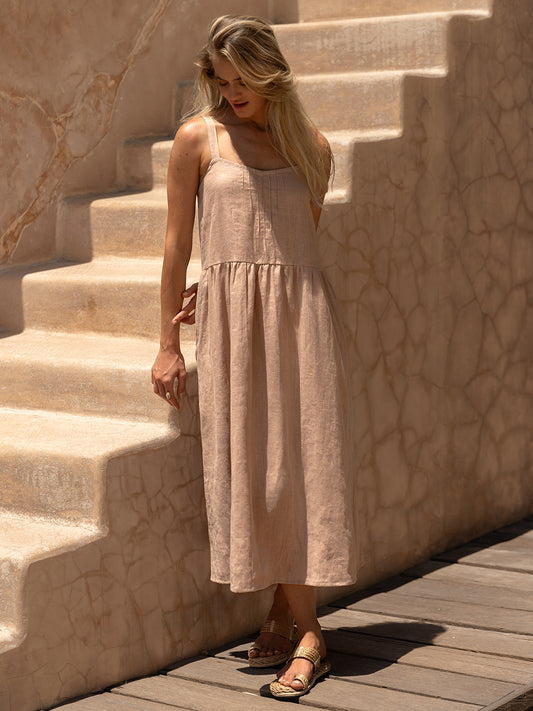 Maeve Linen Midi Dress Tea Rose