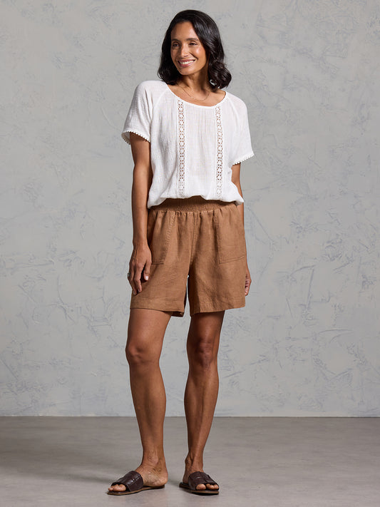 Mae French Linen Shorts Desert Sand