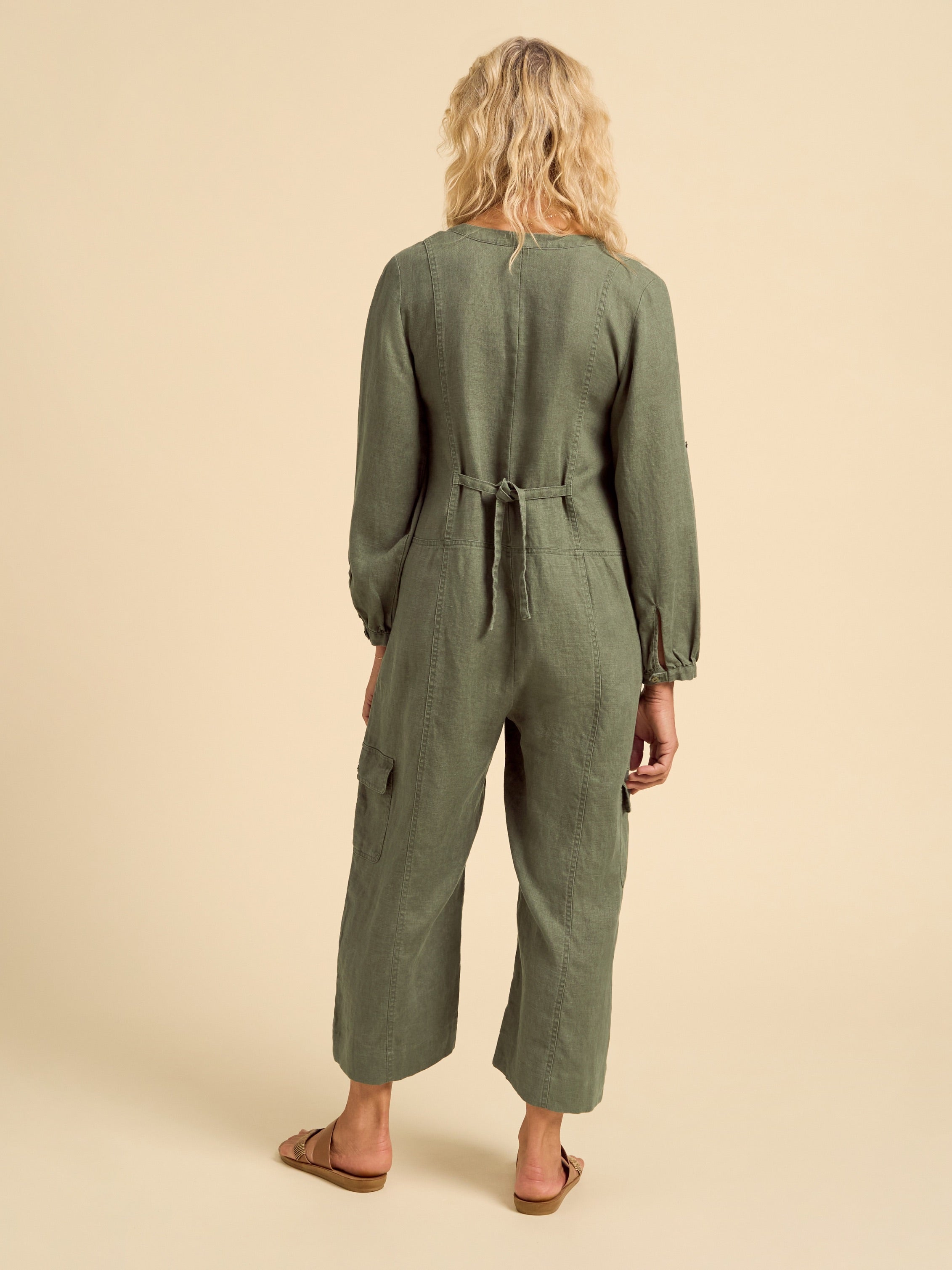 Mara Linen Jumpsuit Olive