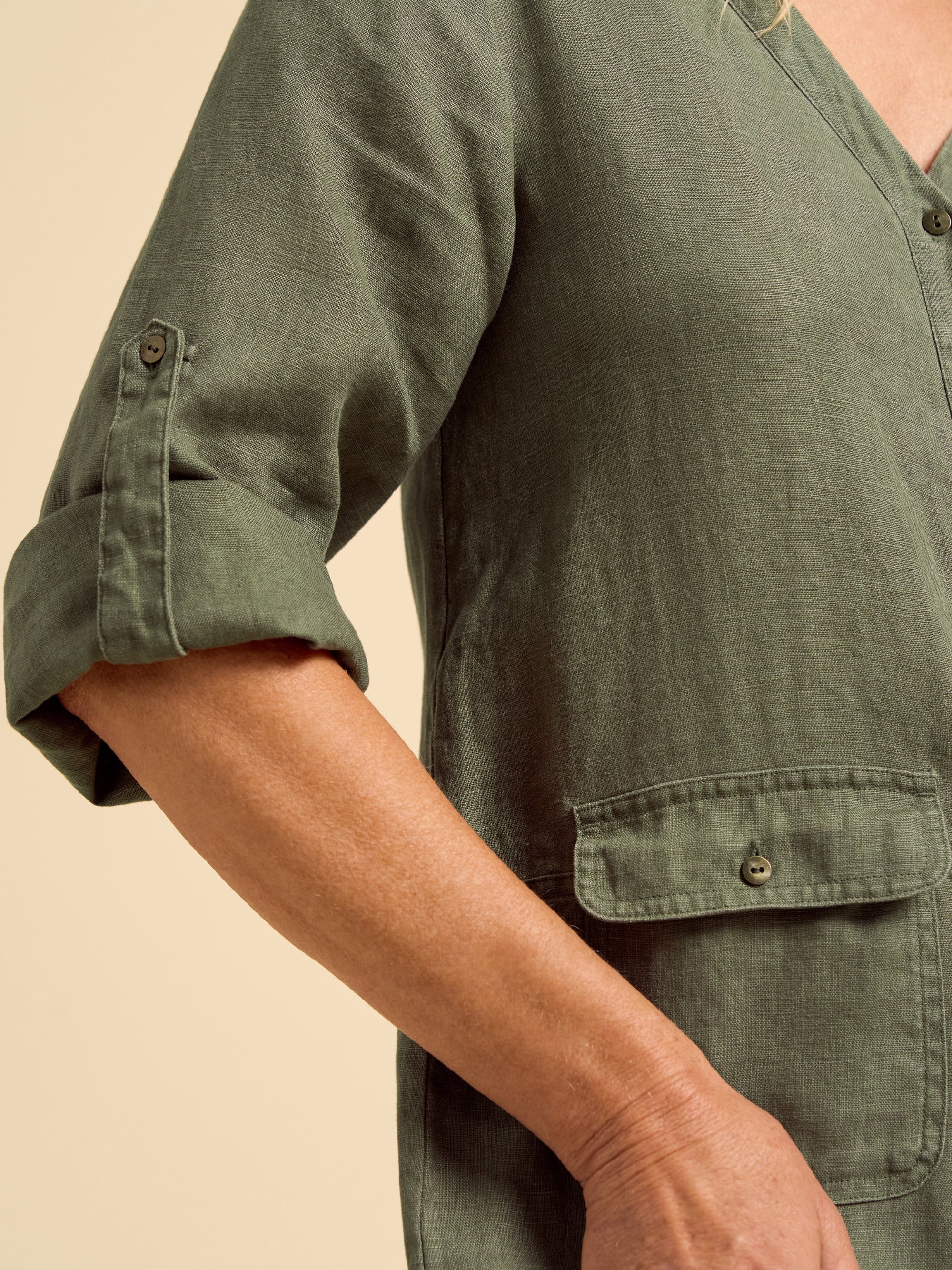 Mara Linen Jumpsuit Olive