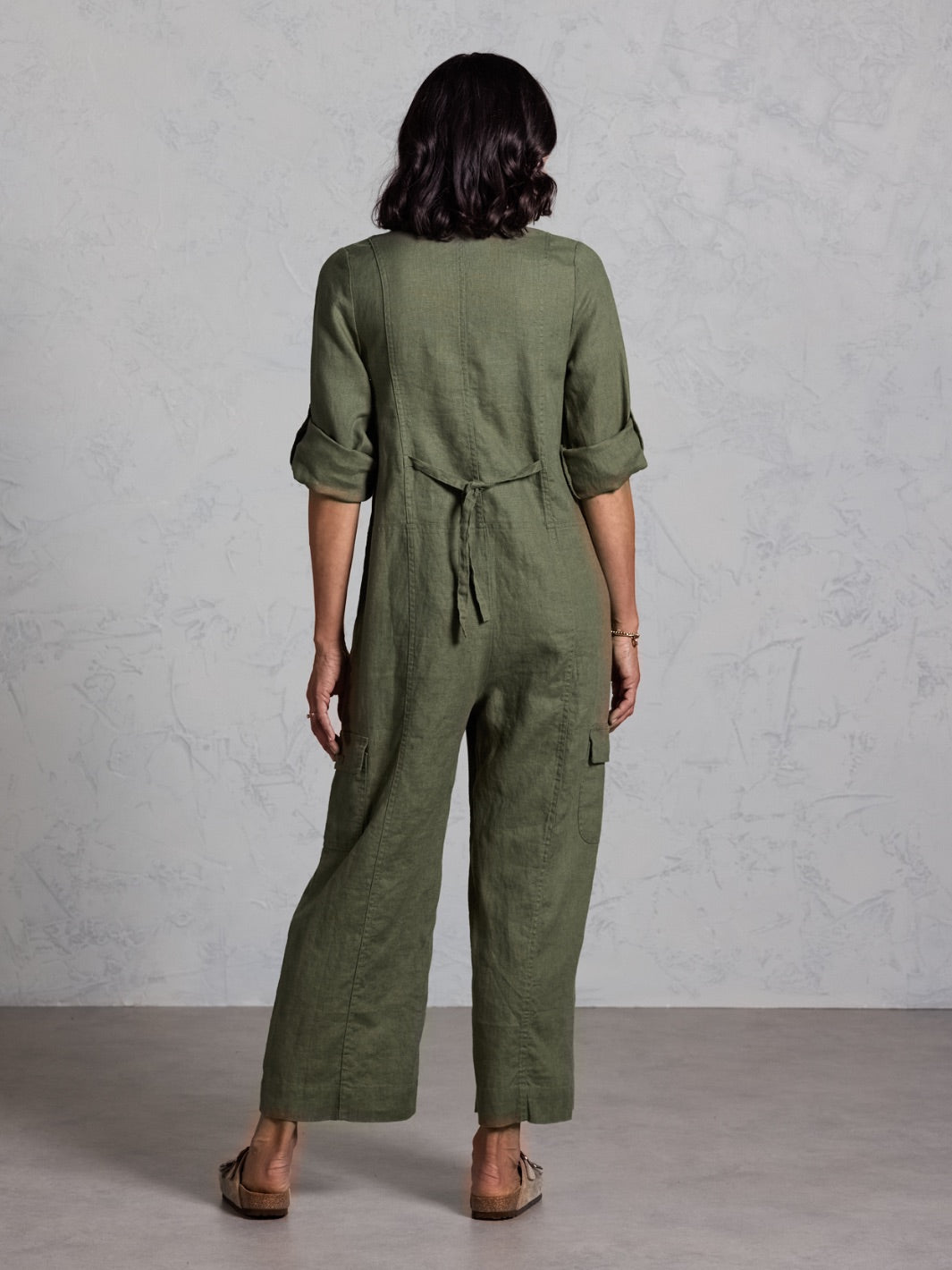 Mara Linen Jumpsuit Olive | Relaxed Olive Linen Jumpsuit – Nomad