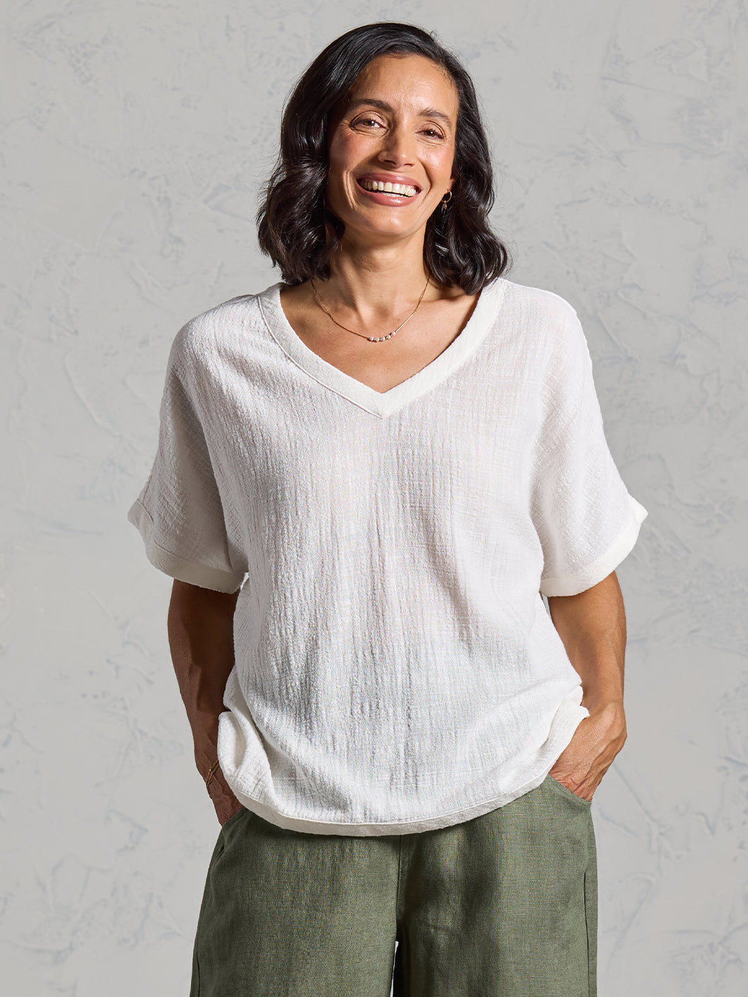 Montego Cotton Top Coconut | Lightweight White Cotton Top – Nomad