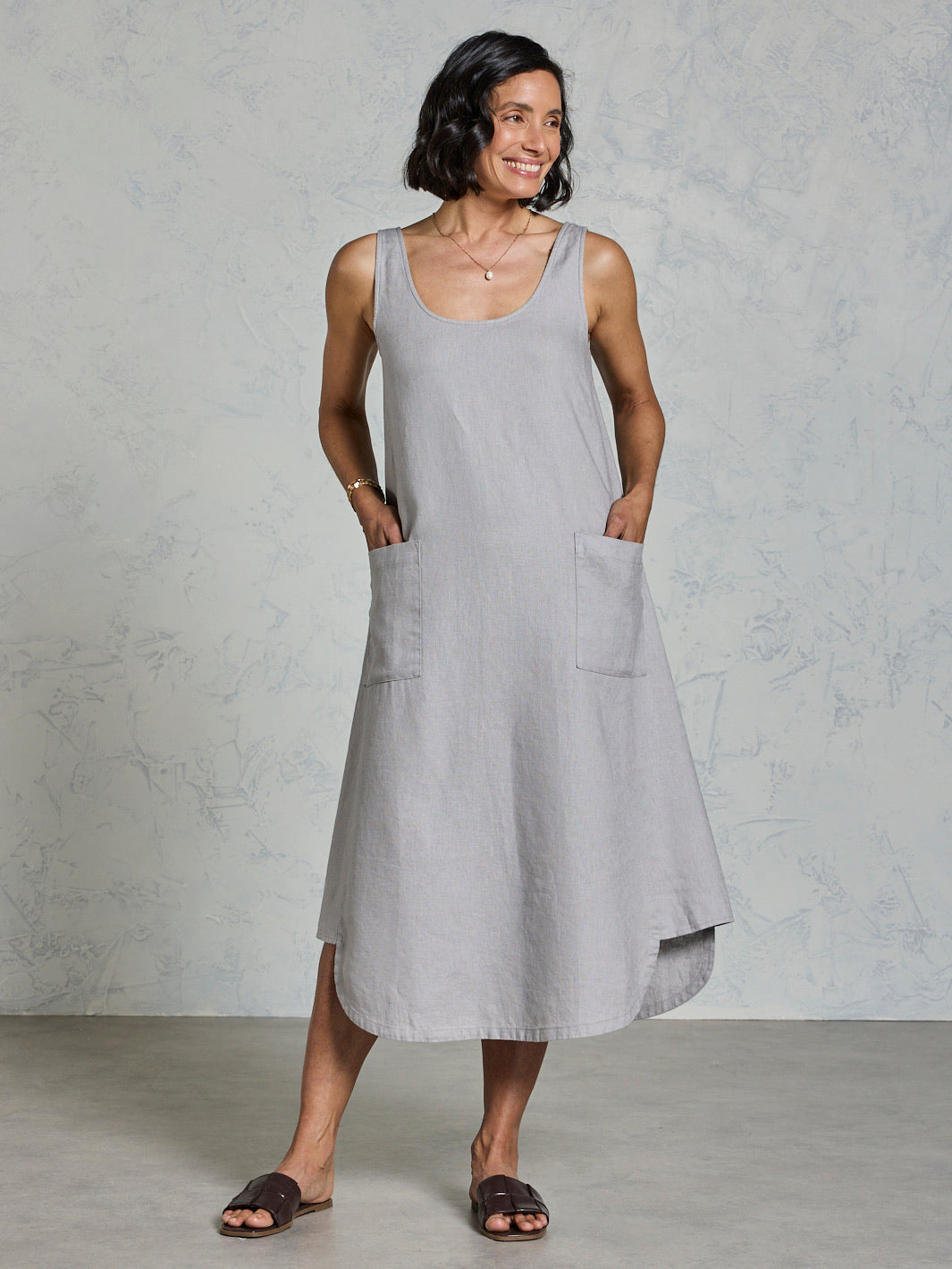 Laurel Linen Dress Fog (XXL/18) | Women's Sustainable Linen Dresses Laurel Linen Dress Fog (XXL/18) | Women's Sustainable Linen Dresses