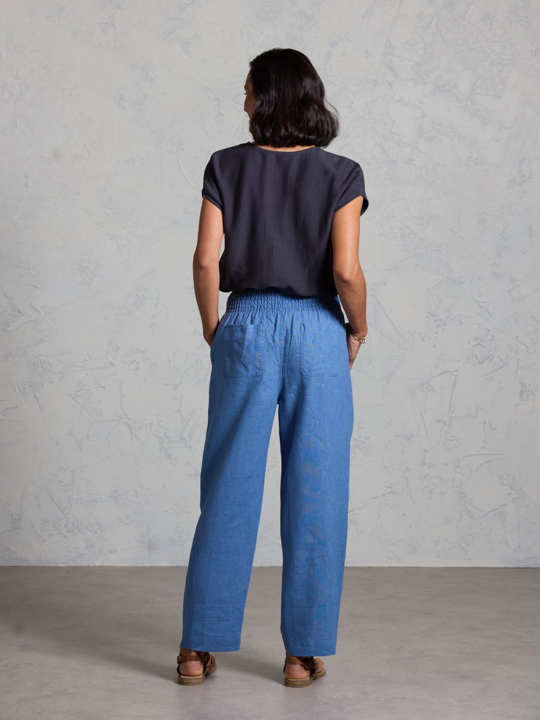 Nautical French Linen Pants Aegean Blue