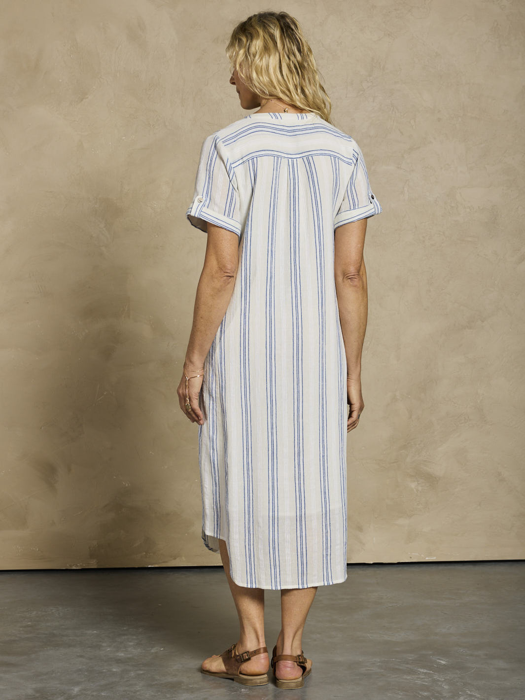Athena Cotton Dress Azure Stripe