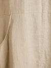 Close-up of beige linen fabric with a pocket detail