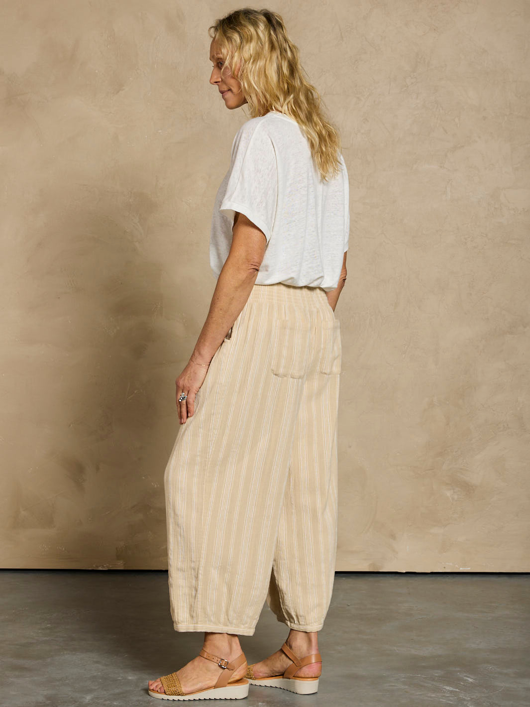 Sadhu Cotton Pants Sand Stripe